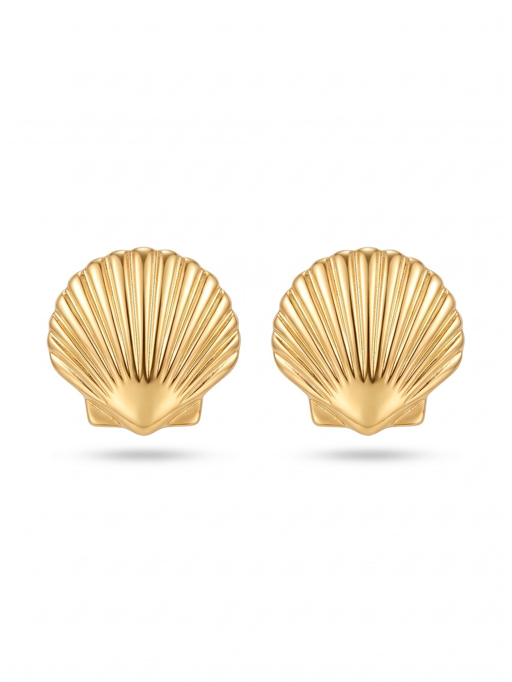 Gold Shell Stud Earrings - Women Jewelry